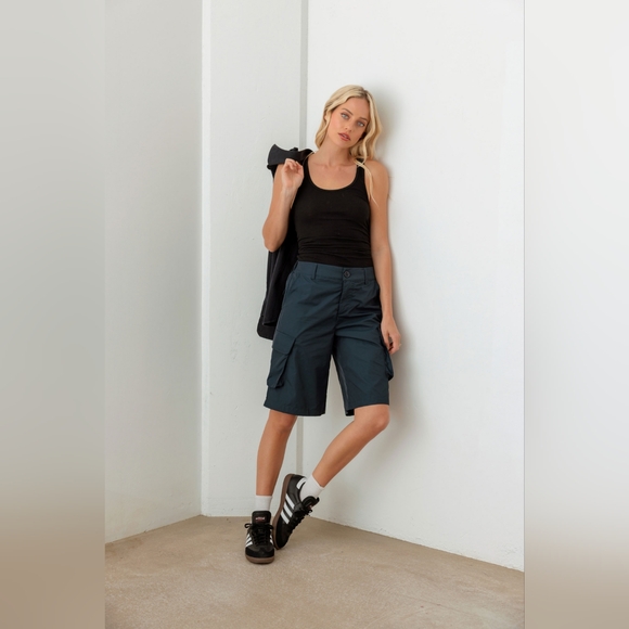 Tasha Apparel Navy Cargo Bermuda Shorts - Picture 9 of 12